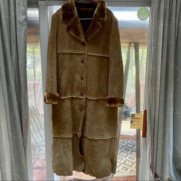 Genuine Suede Shearling Long Coat - Picture 2 of 7